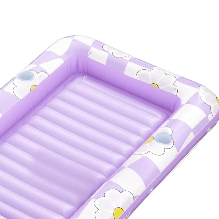 Inflatable Tanning Pool Lounger Float, Purple Chase Flower Bloom State, 70" x 46"