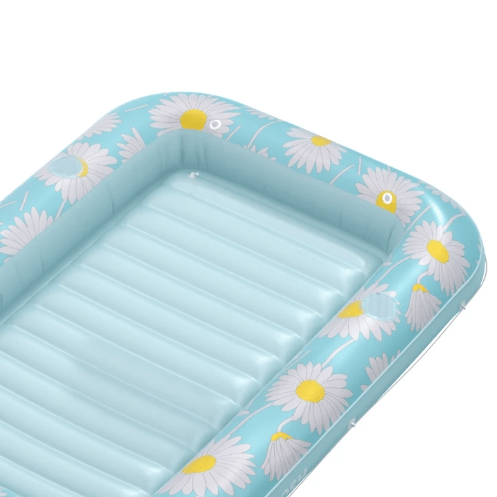 Inflatable Tanning Pool Lounger Float, Blue Daisy 70" x 46"