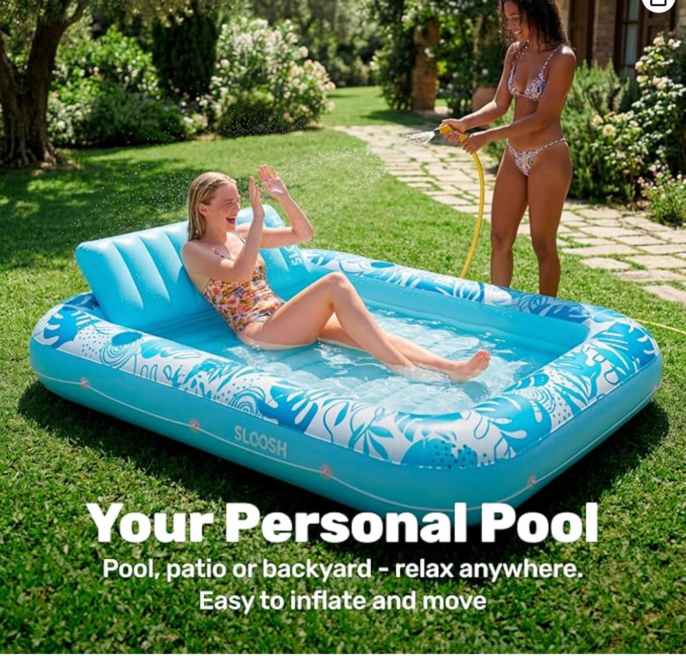 Aufblasbare Tanning Pool, 70" x 46"/ 85" x 57" Große aufblasbarer Luftmatratze für Erwachsene mit Kissen, 4-in-1-Sonnenliege, Badebett,Partygeschenk