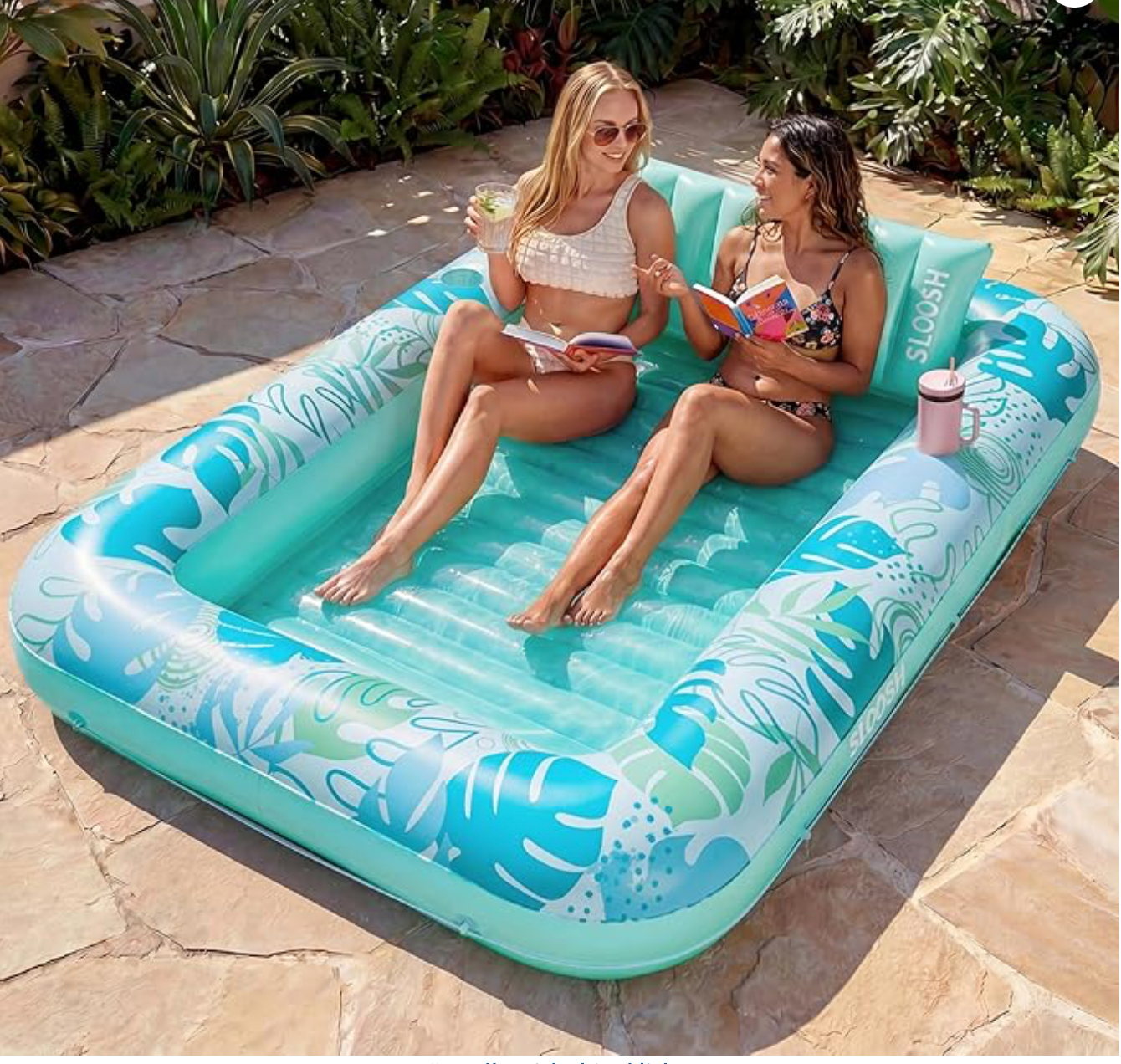 Aufblasbare Tanning Pool, 70" x 46"/ 85" x 57" Große aufblasbarer Luftmatratze für Erwachsene mit Kissen, 4-in-1-Sonnenliege, Badebett,Partygeschenk