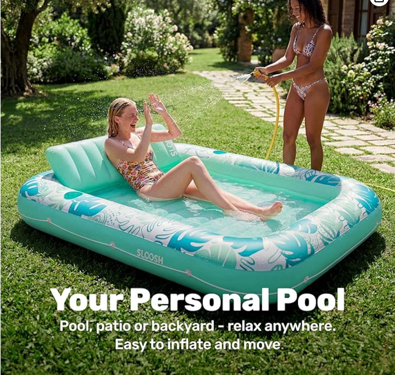 Aufblasbare Tanning Pool, 70" x 46"/ 85" x 57" Große aufblasbarer Luftmatratze für Erwachsene mit Kissen, 4-in-1-Sonnenliege, Badebett,Partygeschenk