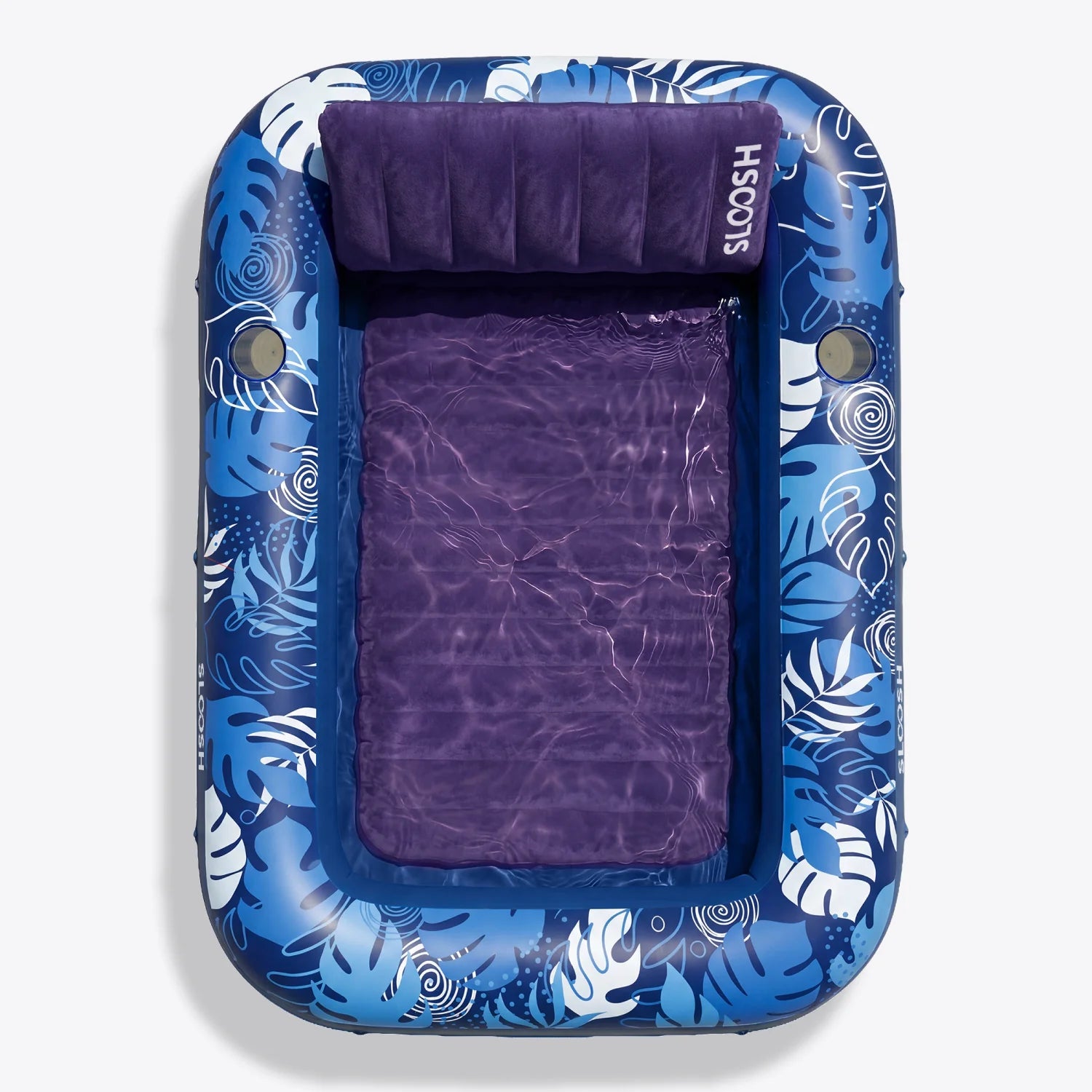 Inflatable Tanning Pool Lounger Float, Dark Blue-XL, 85""x57"