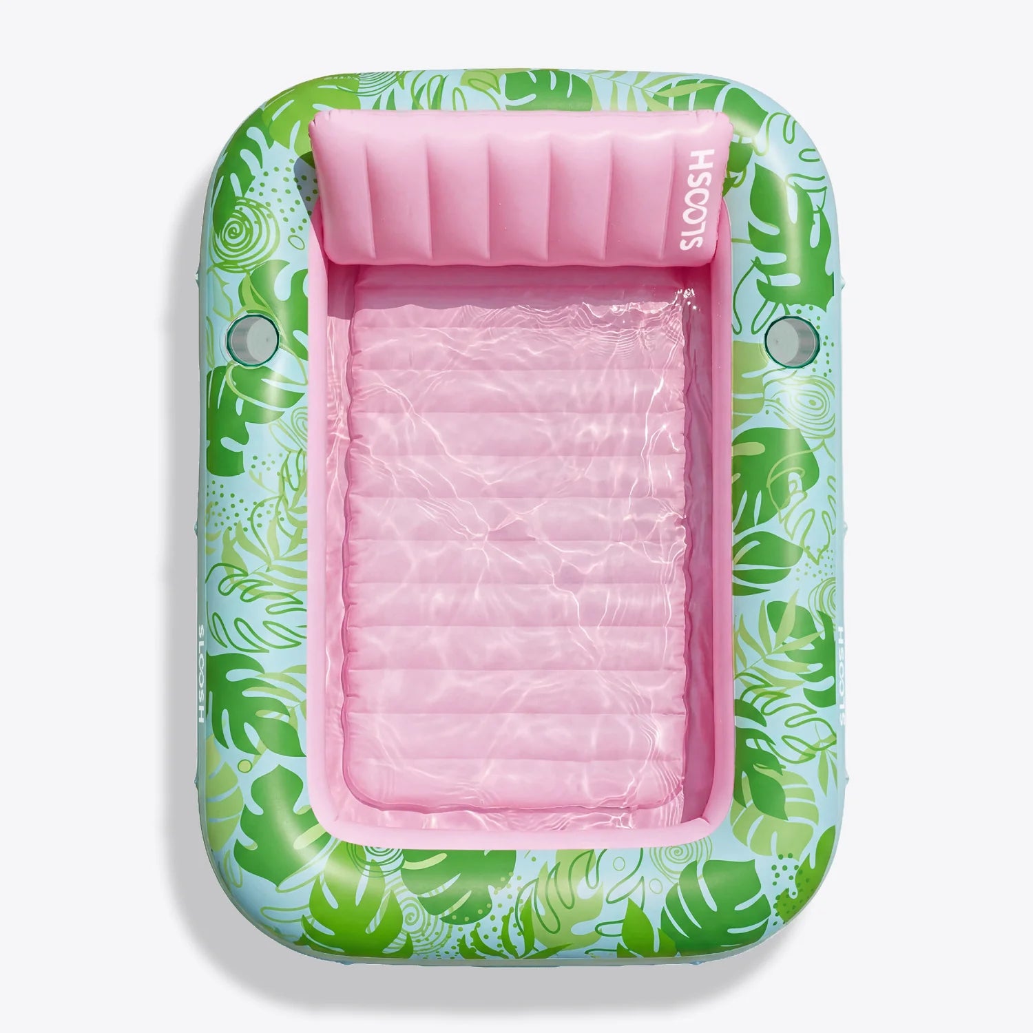 Inflatable Tanning Pool Lounger Float, Cyan Pink XL, 85" x 57"