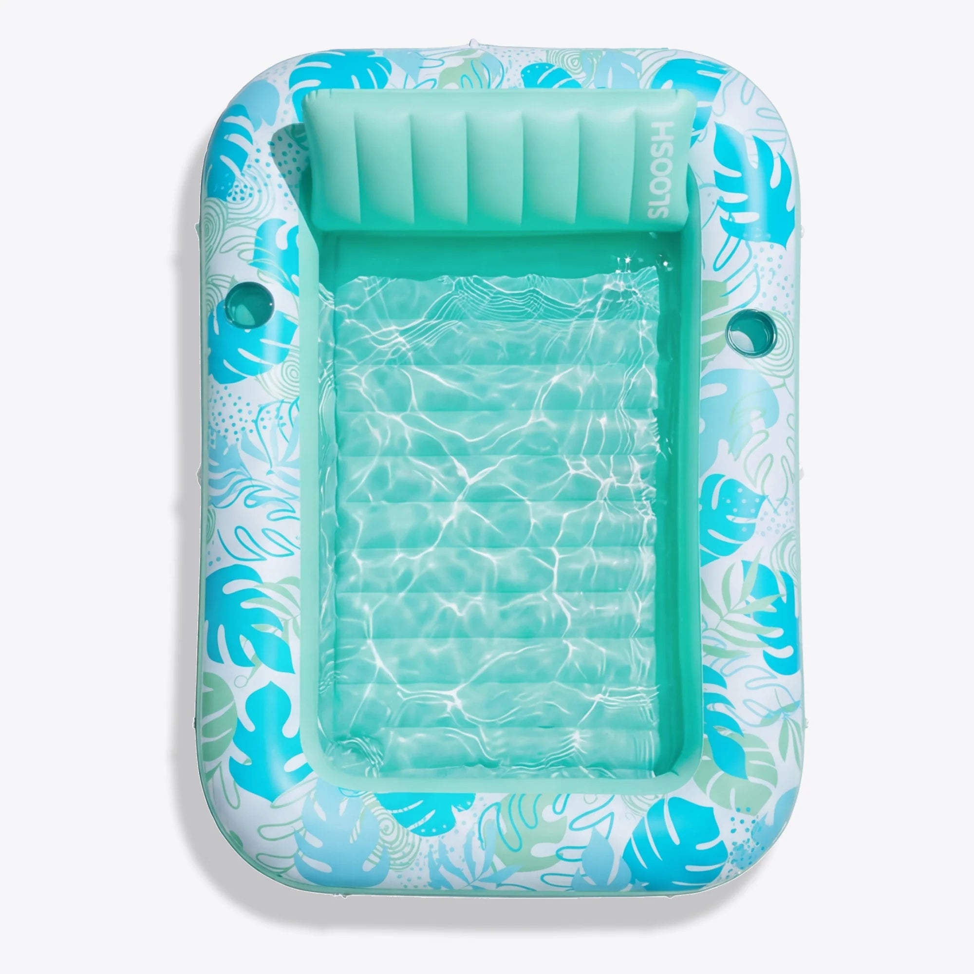 Inflatable Tanning Pool Lounger Float – XL 85"x57" , Cyan White