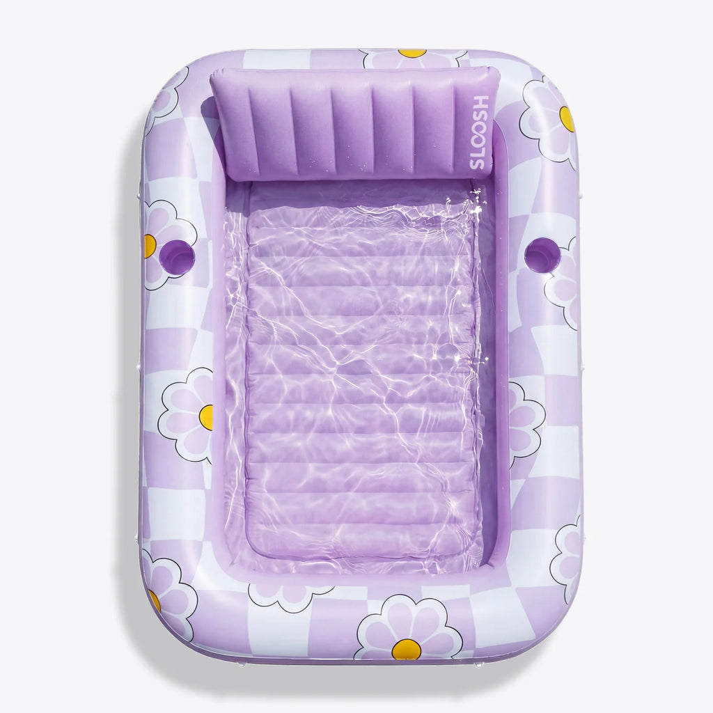 Inflatable Tanning Pool Lounger Float, Purple Chase Flower Bloom State, 70" x 46"