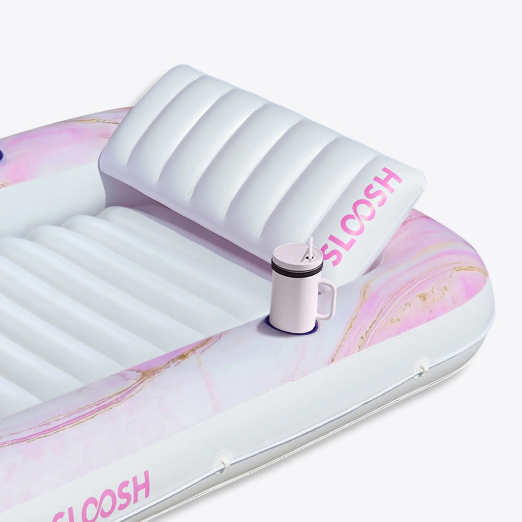 Inflatable Tanning Pool Lounger Float, Blue Checker, 70" x 46"