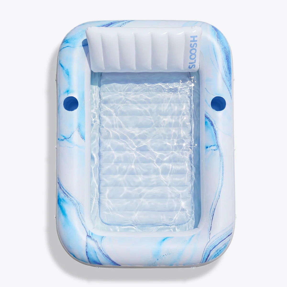Inflatable Tanning Pool Lounger Float, Blue Marble, 70" x 46"