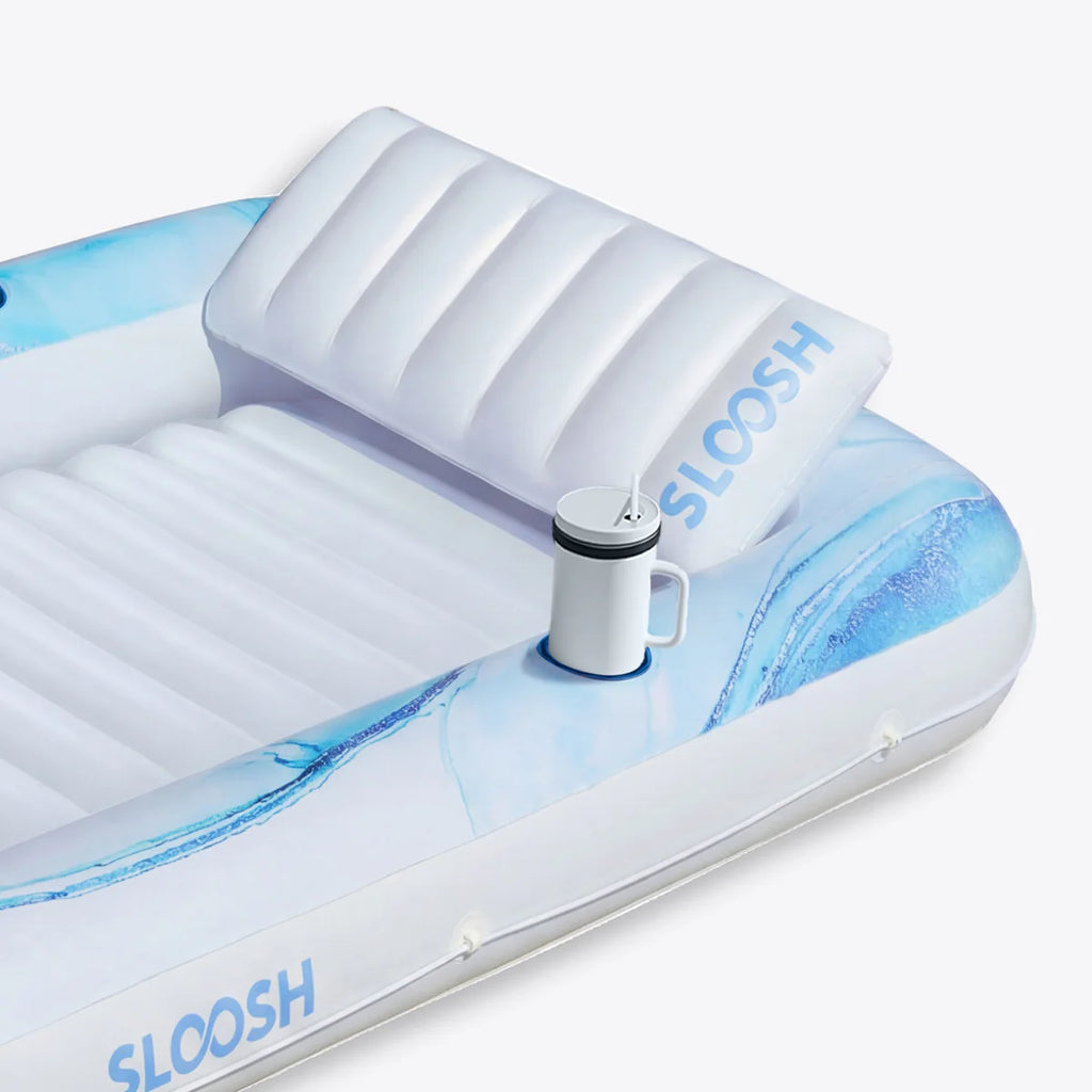 Inflatable Tanning Pool Lounger Float, Blue Marble, 70" x 46"