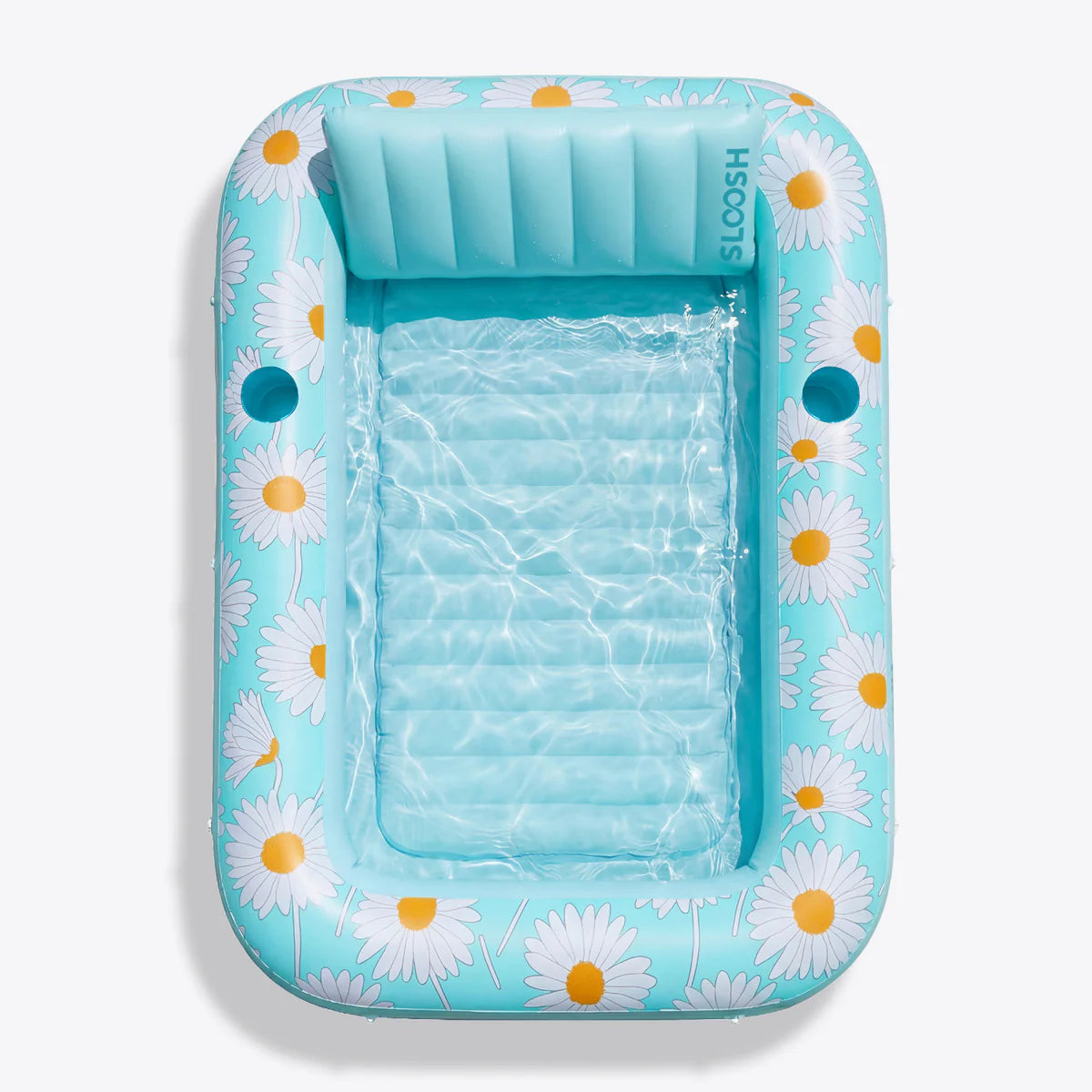 Inflatable Tanning Pool Lounger Float, Blue Daisy 70" x 46"