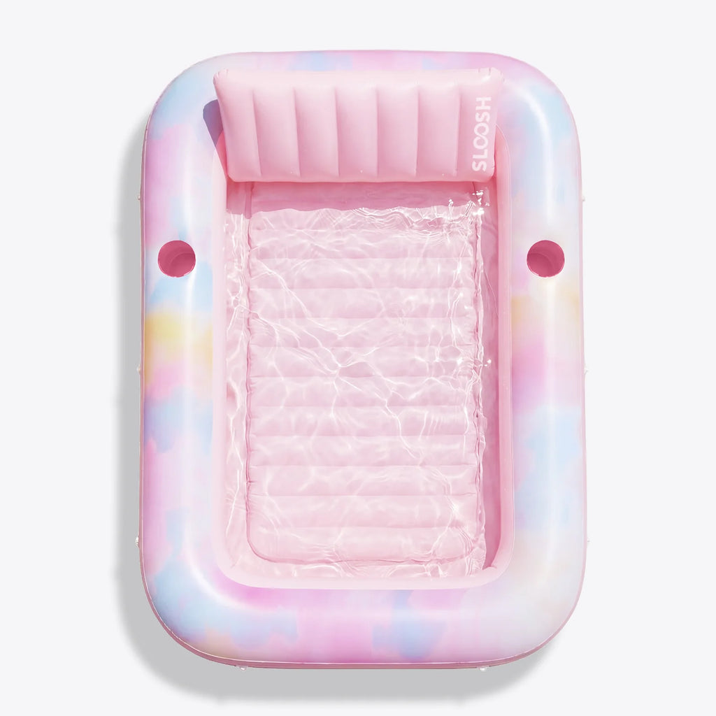 Inflatable Tanning Pool Lounger Float, Pink Tie-dye-Bliss State, 70" x 46"