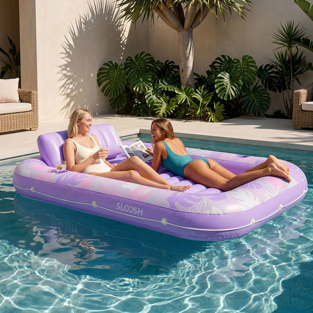 Tropical Inflatable Tanning Pool, Purple Tropical, 85" x 57"